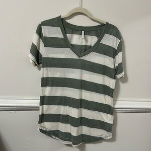 Stitch Fix Z Supply Tamika V Neck Women’s Top, light Green Stripes, Size Small
